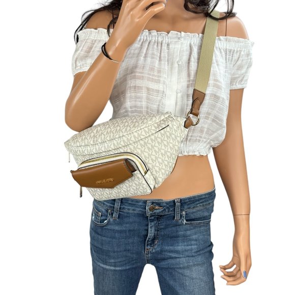 Michael Kors Maisie Waist Fanny Pack Crossbody Sling Bag MK Vanilla - Picture 2 of 15